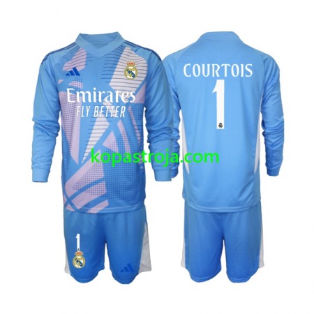 Billiga Fotbollströjor Real Madrid Thibaut Courtois 1 Målvakt Barn Hemma tröja 2024/25 Långärmad